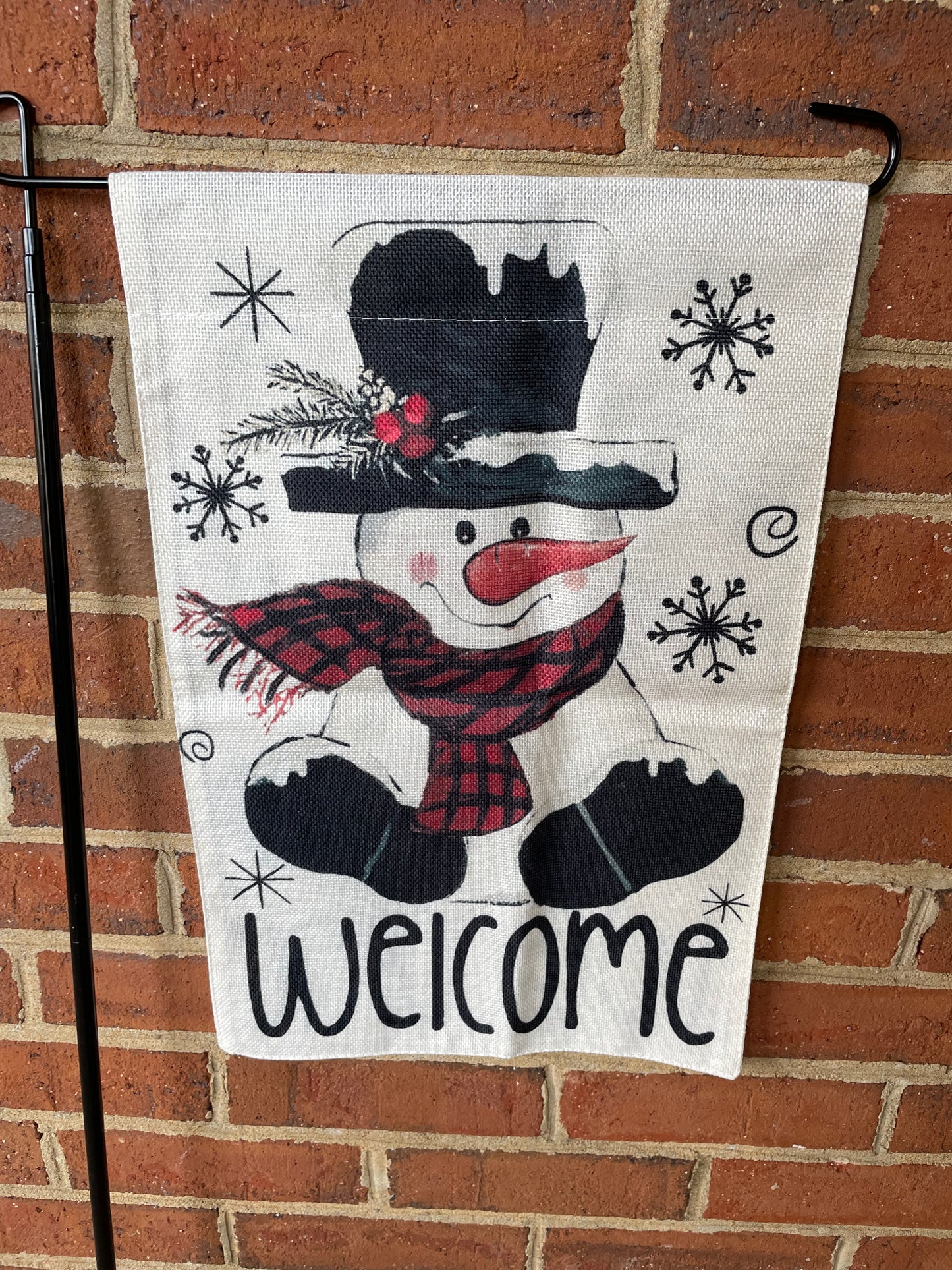 Garden Flag - Snowman Welcome