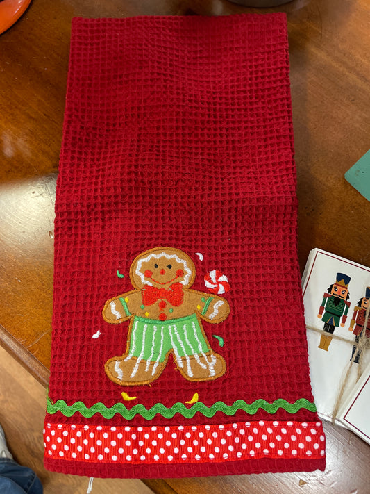 Gingerbread Tea Towel - Red