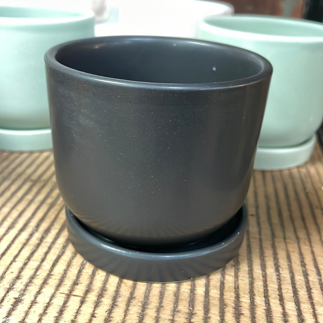 Small 3" Ceramic Pots - Black