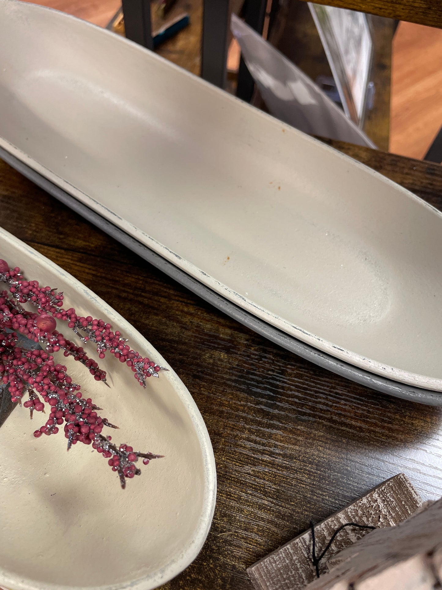 Oval Wood Tray - Lt Gray