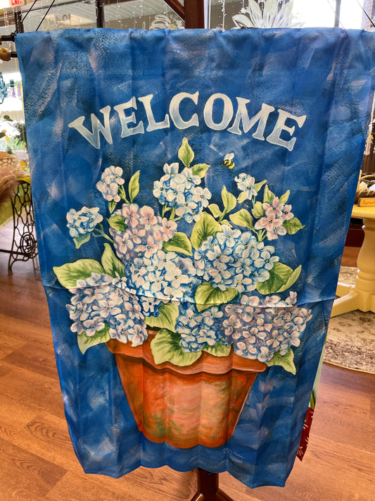 Welcome Hydrangea House Flag