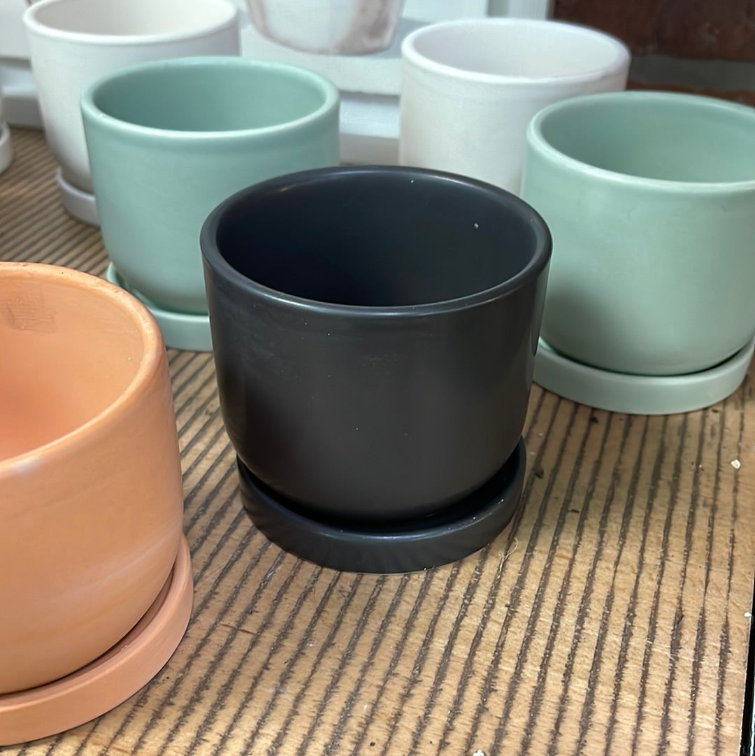 Small 3" Ceramic Pots - Black