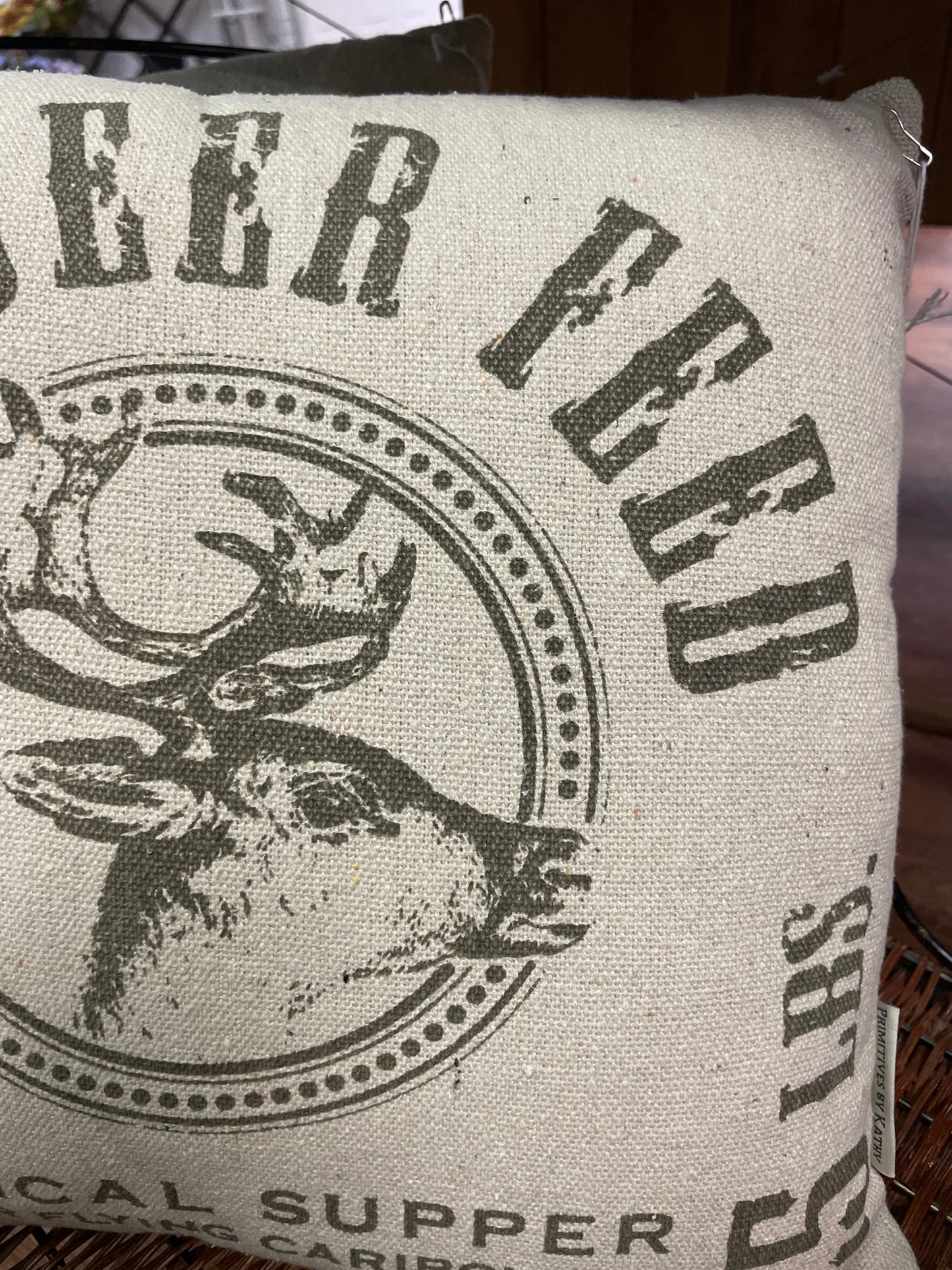Reindeer Feedsack Pillow