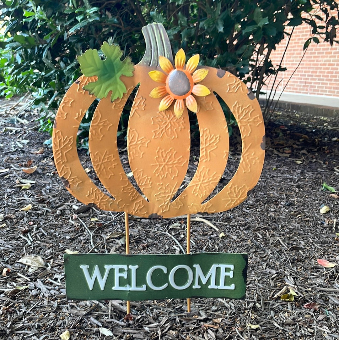 Welcome Pumpkin Yard Stake