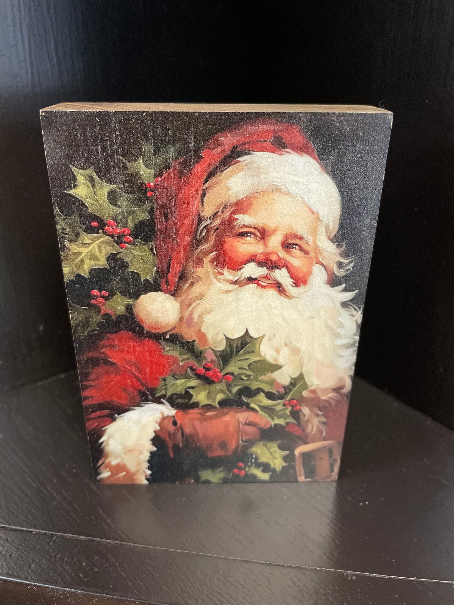Vintage Santa Wood Block