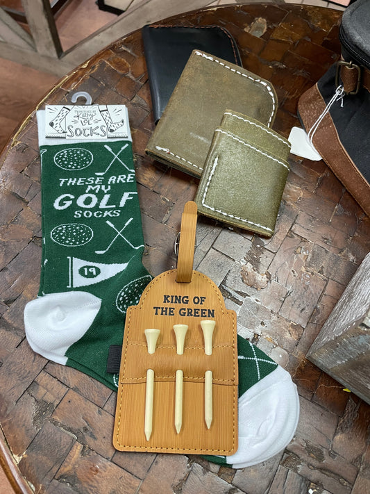 Custom Leatherette Golf Tee Bag Attachment with 3 Tees
