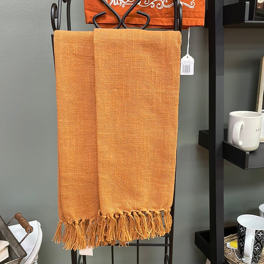 Fall Tea Towel - Burnt Orange tassel