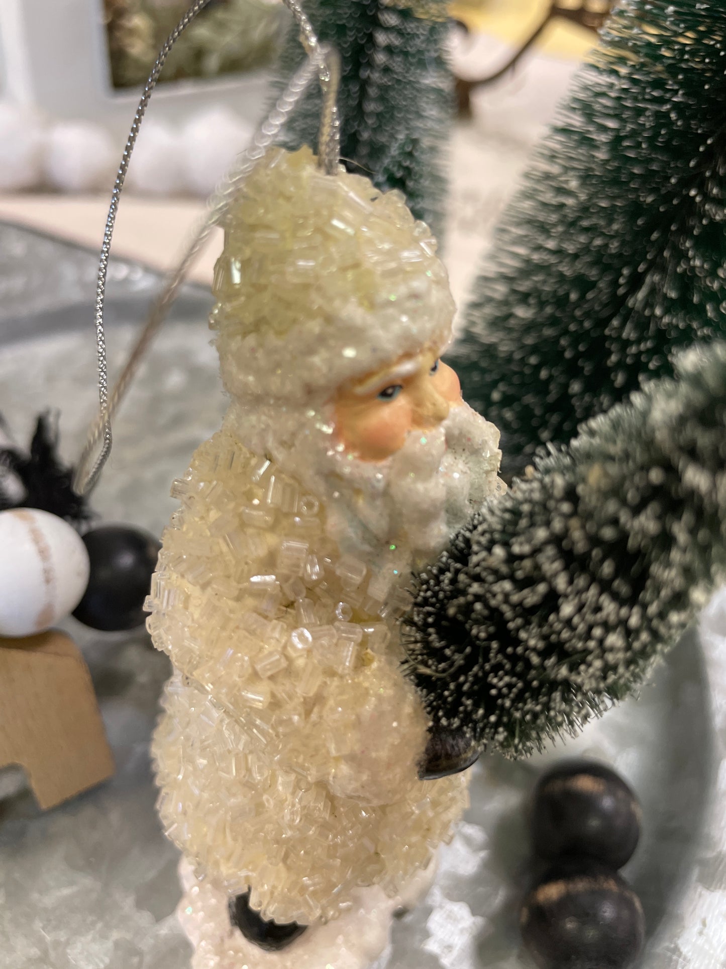 Beaded Santa - Evergreen