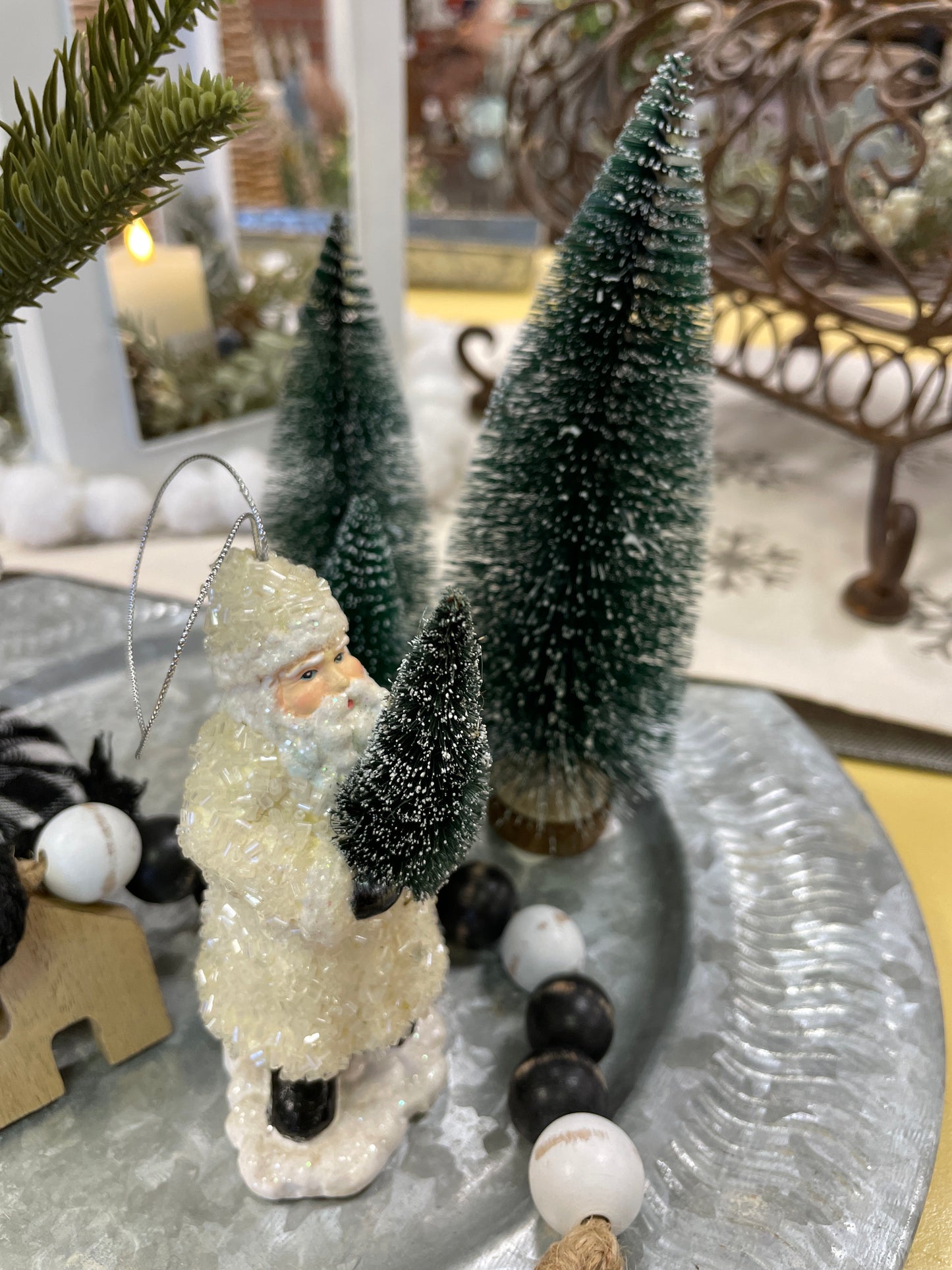 Beaded Santa - Evergreen