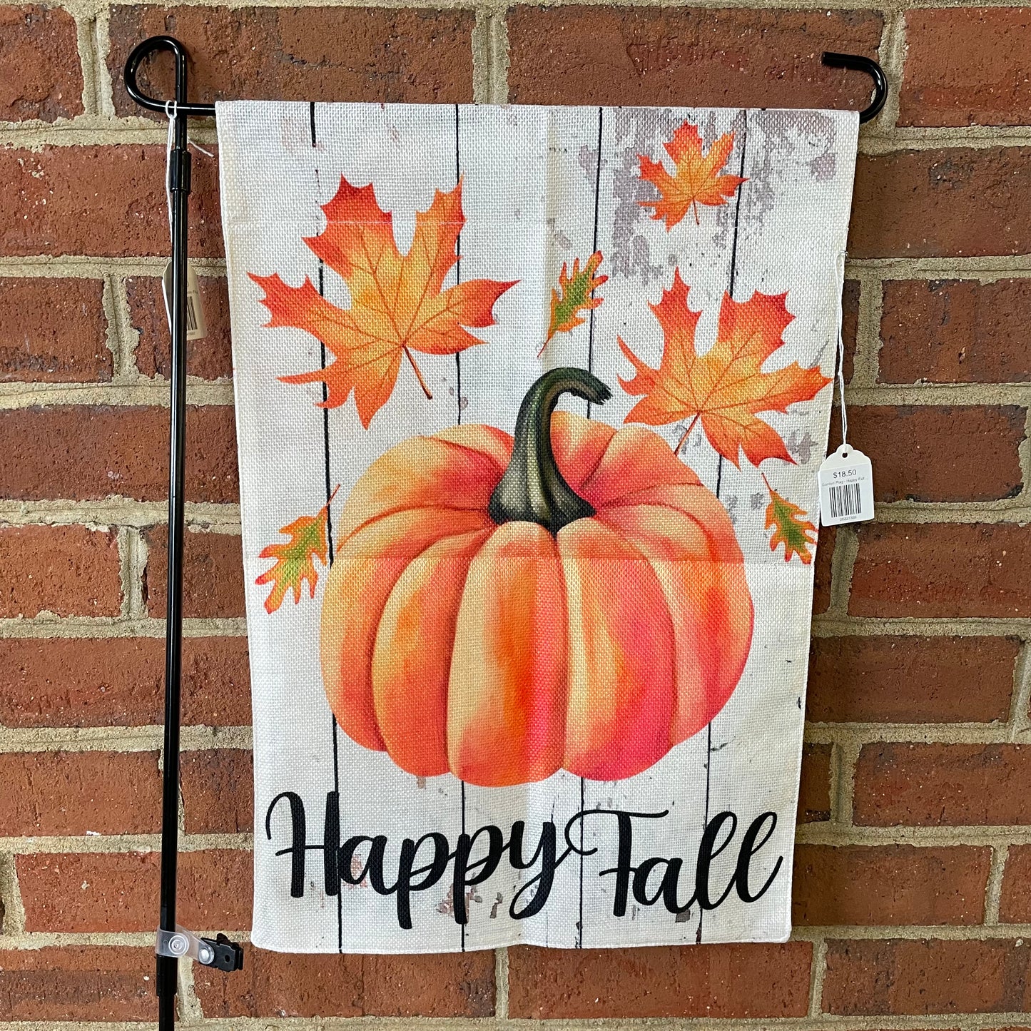 Garden Flag - Happy Fall - white pumpkin