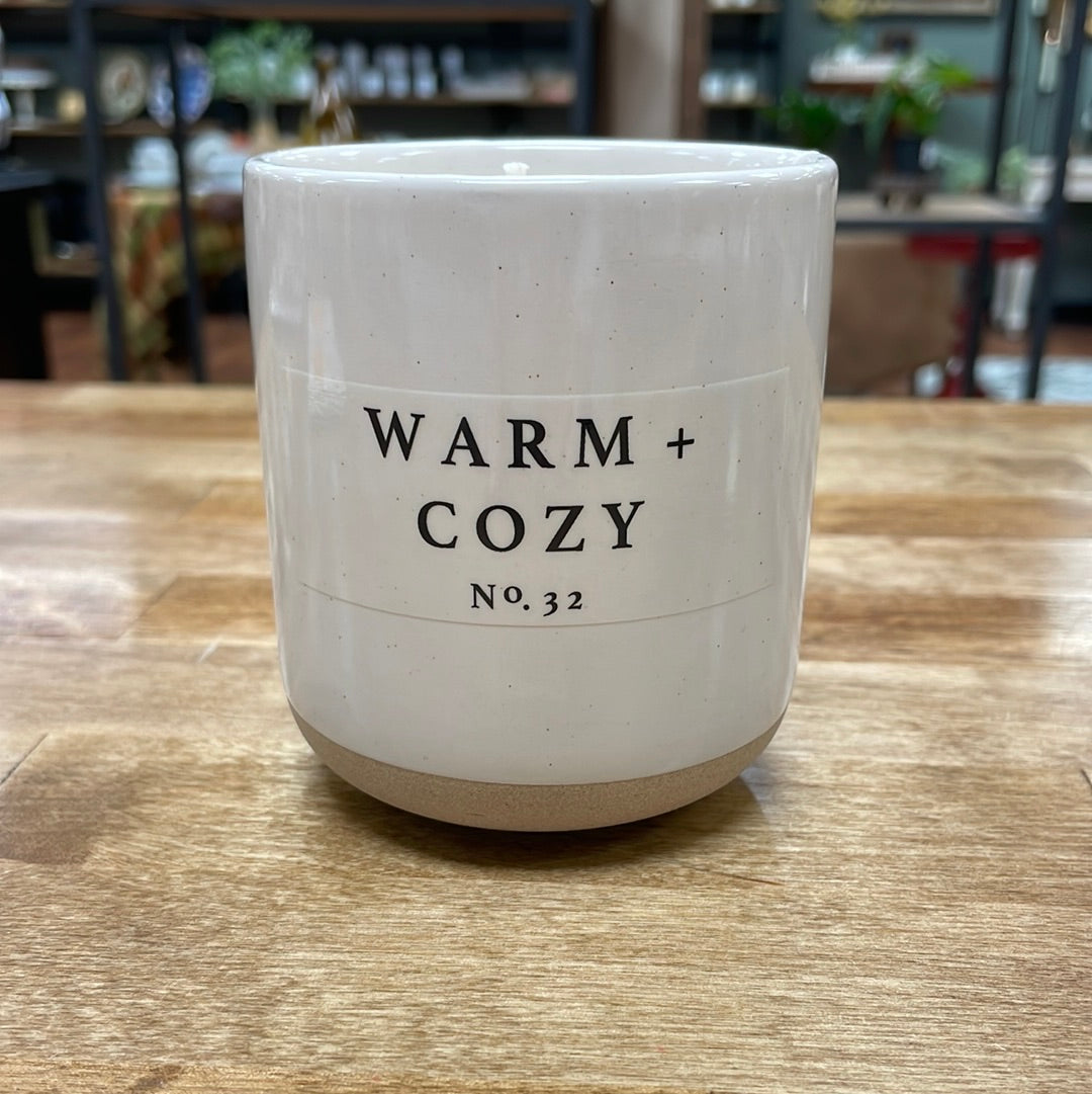 Warm and Cozy Soy Candle - Cream Stoneware Jar