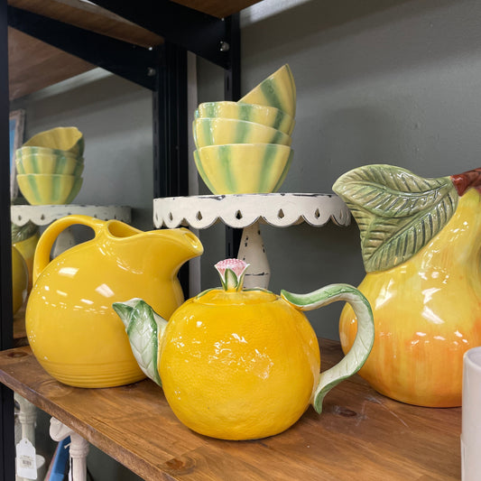 Vintage Yellow Ceramic Pitcher