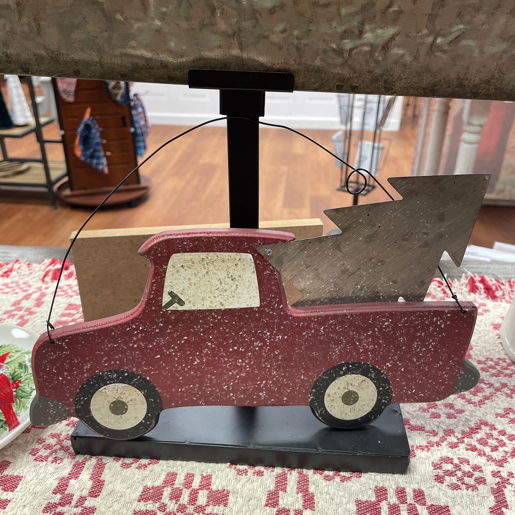Wooden Red Truck – Burlap and Daisies