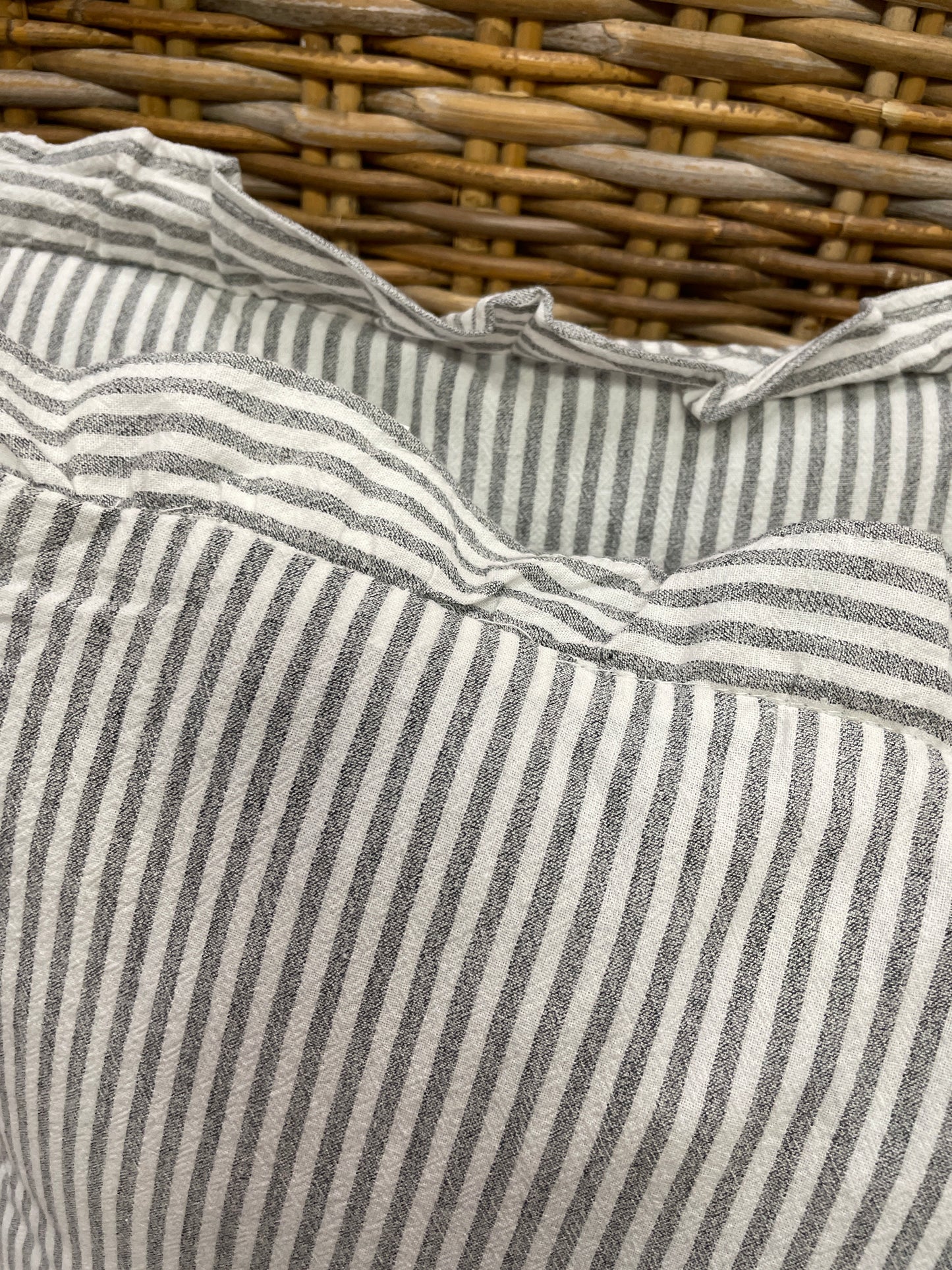 Grey Stripe w/Ruffles pillow