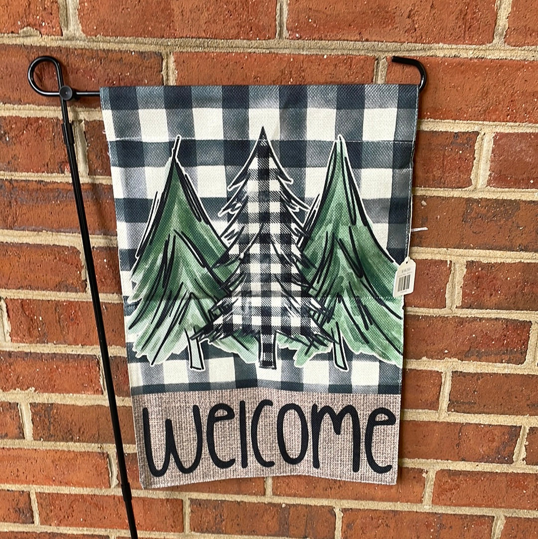 Garden Flag - Welcome Trees Plaid