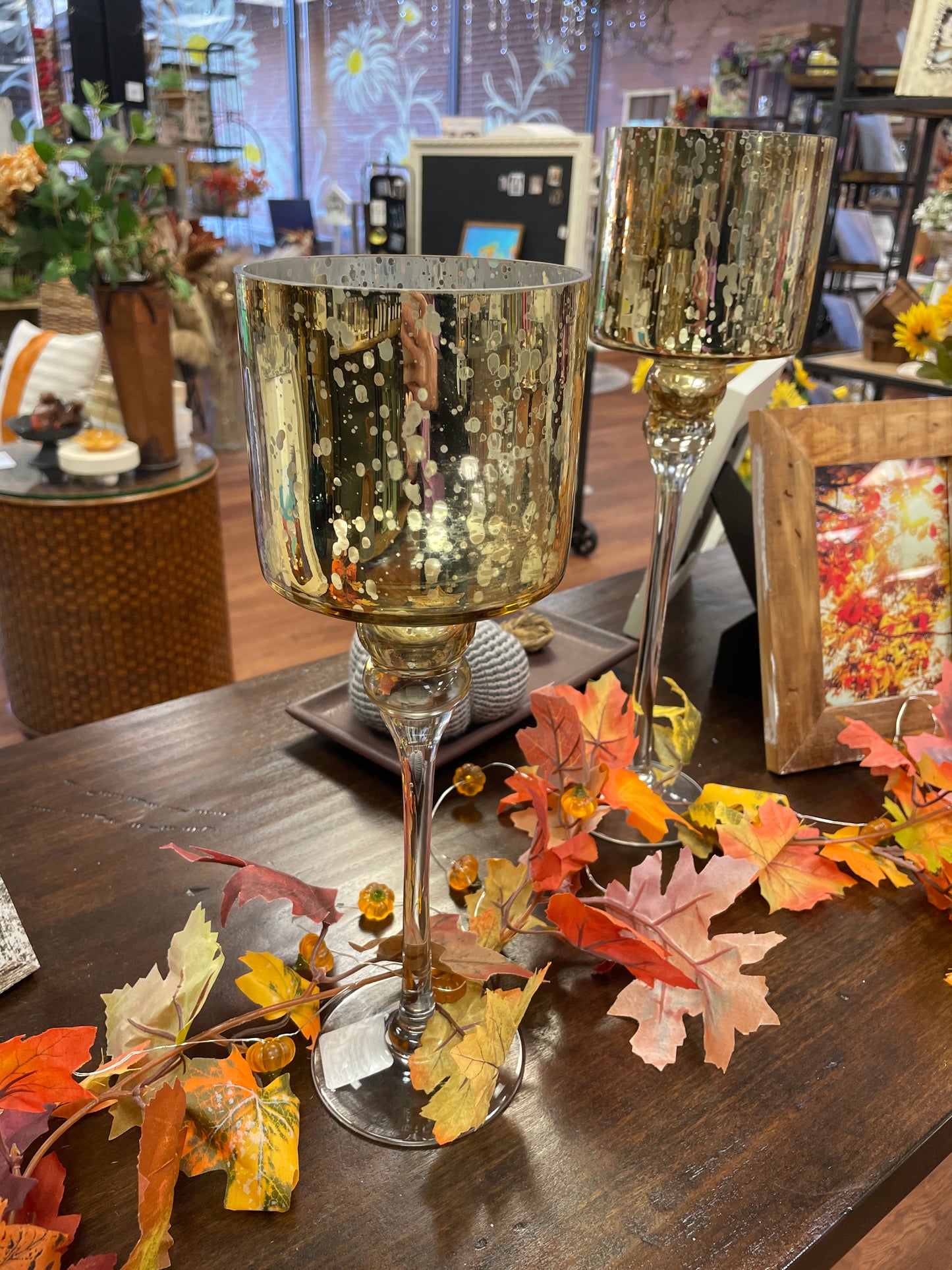 Gold Mercury Glass Candleholder - 14"