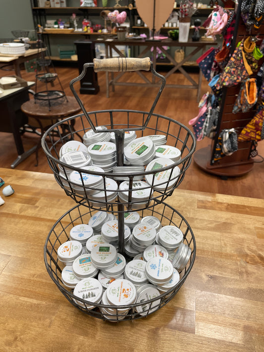 Wood metal 2 round tier stand