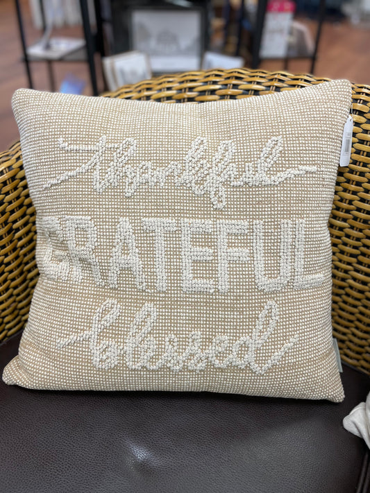 Thankful Grateful Blessed Knobby Pillow