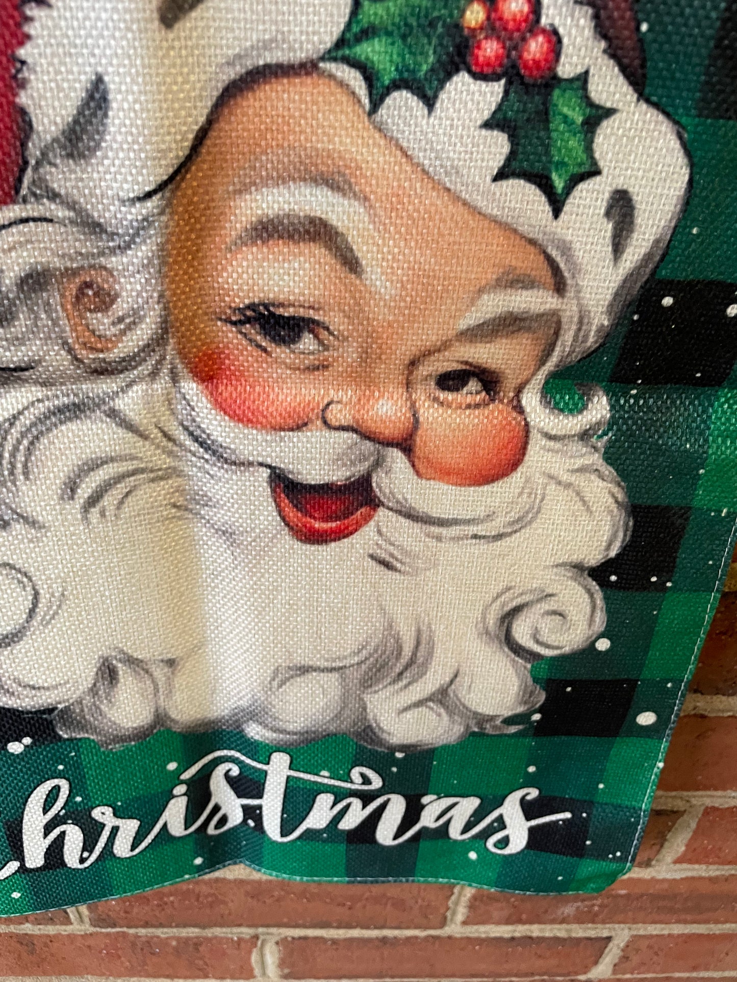 Garden Flag - Santa Green Plaid