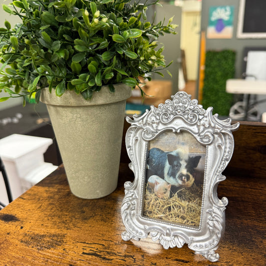 Mini Antique Silver Frame - Pigs