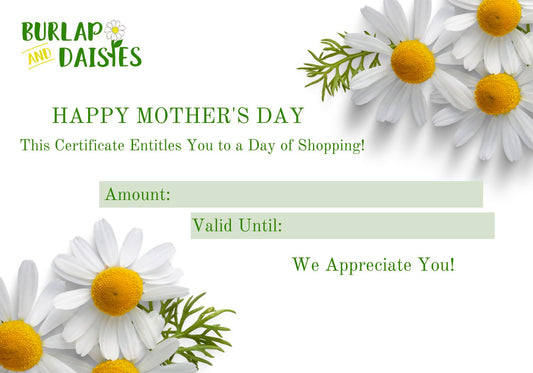 Burlap and Daisies Gift Card