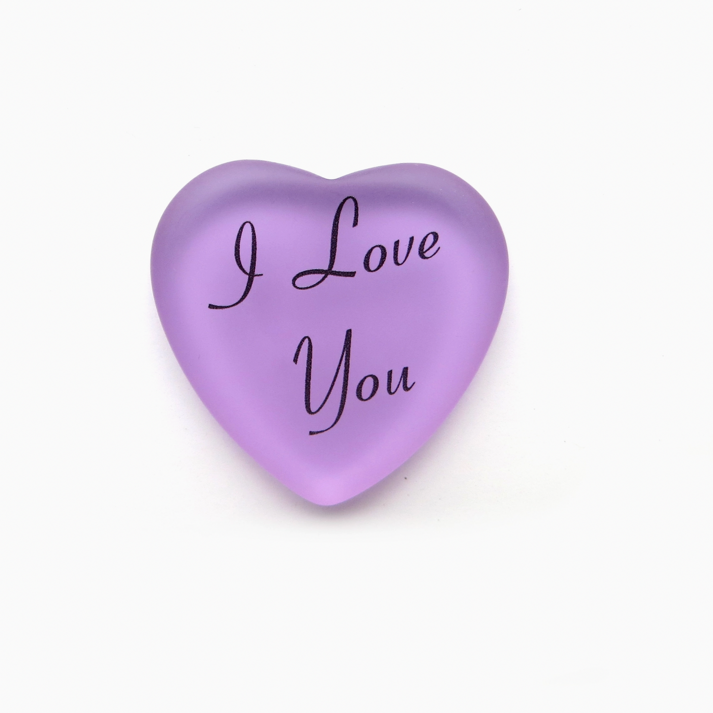 I Love You Frosted Glass Heart - Purple