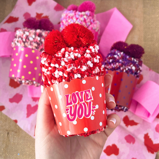 "Love You" Cozy Cupcake Socks Red