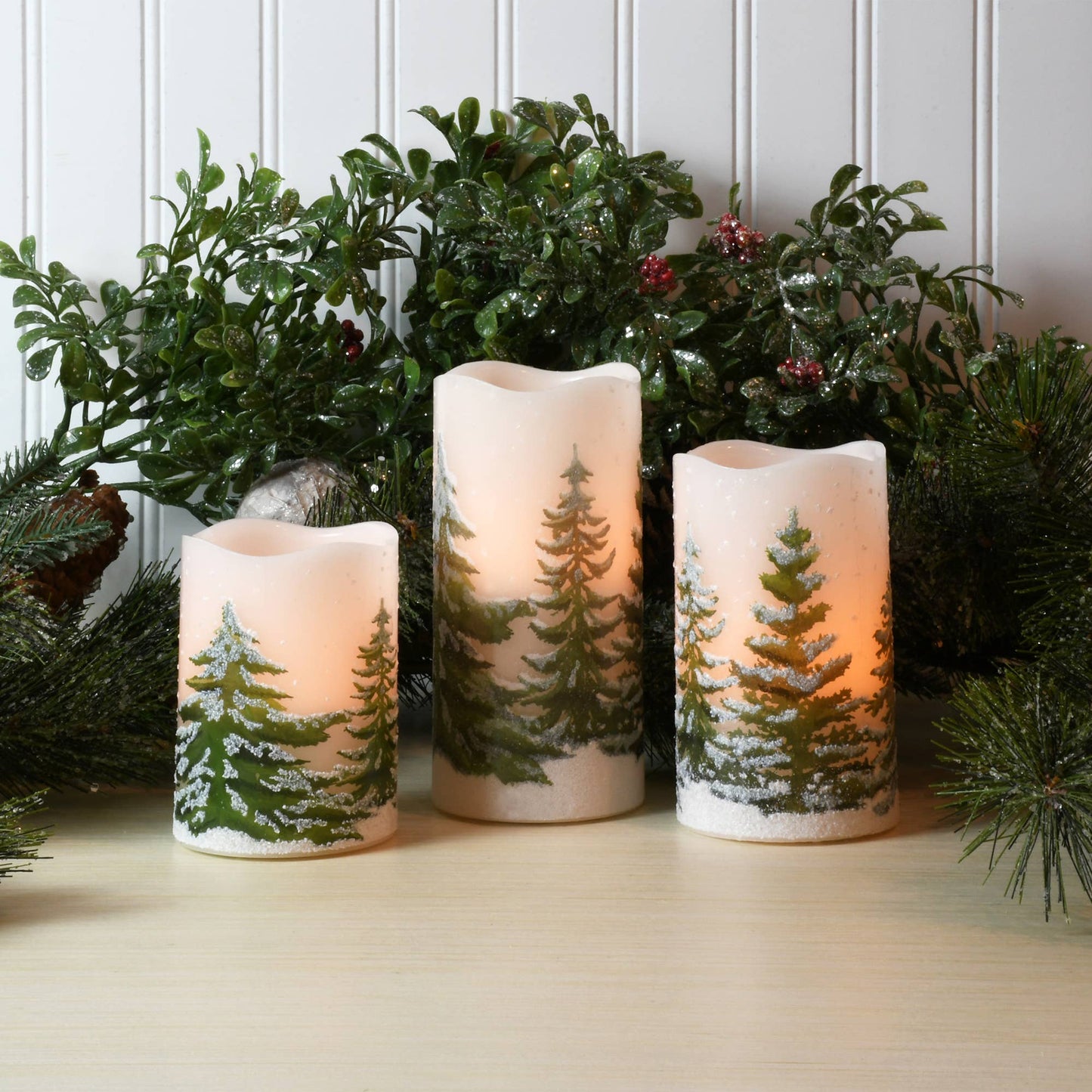 6" Wax Candle -Green Pines