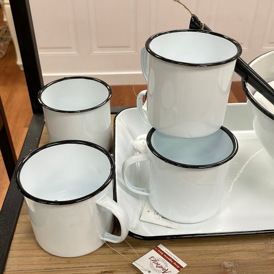 White Enamelware Coffee Mugs