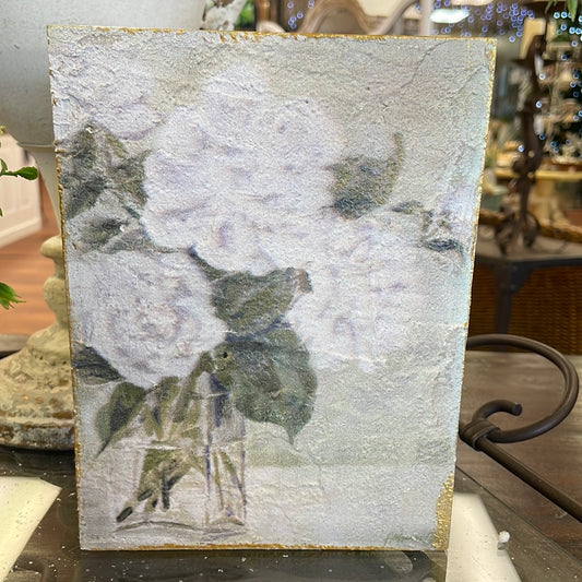 Flower Vase - Painted Wood Block - Art