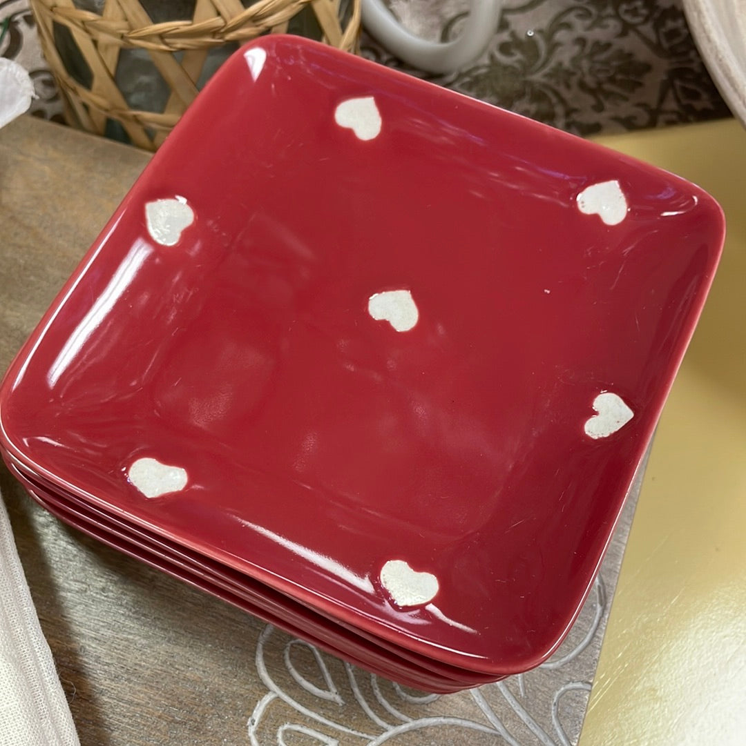 Heart App Dishes - Square/Red