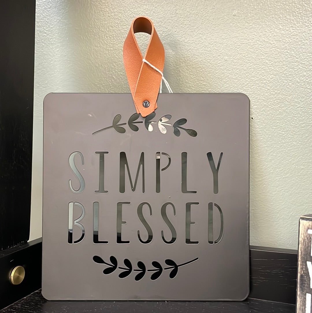 Simply Blessed Metal Sign