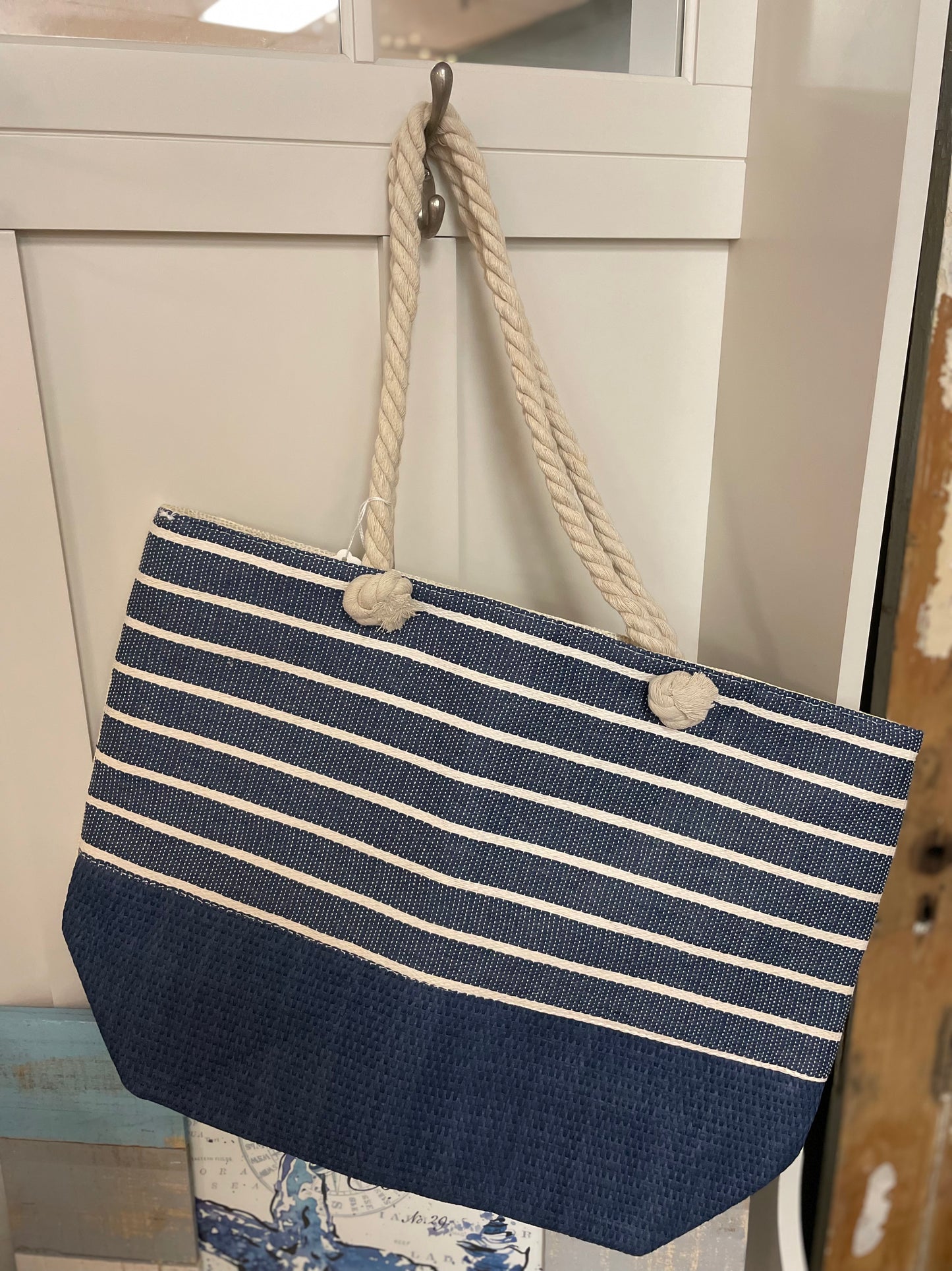 Navy Stripe Tote Bag