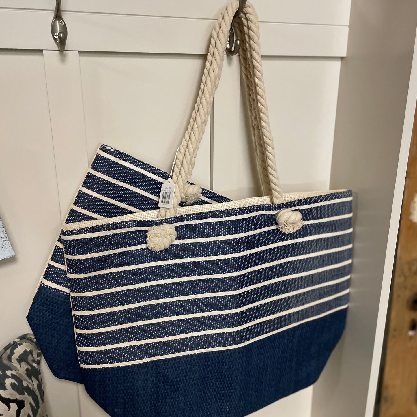 Navy Stripe Tote Bag