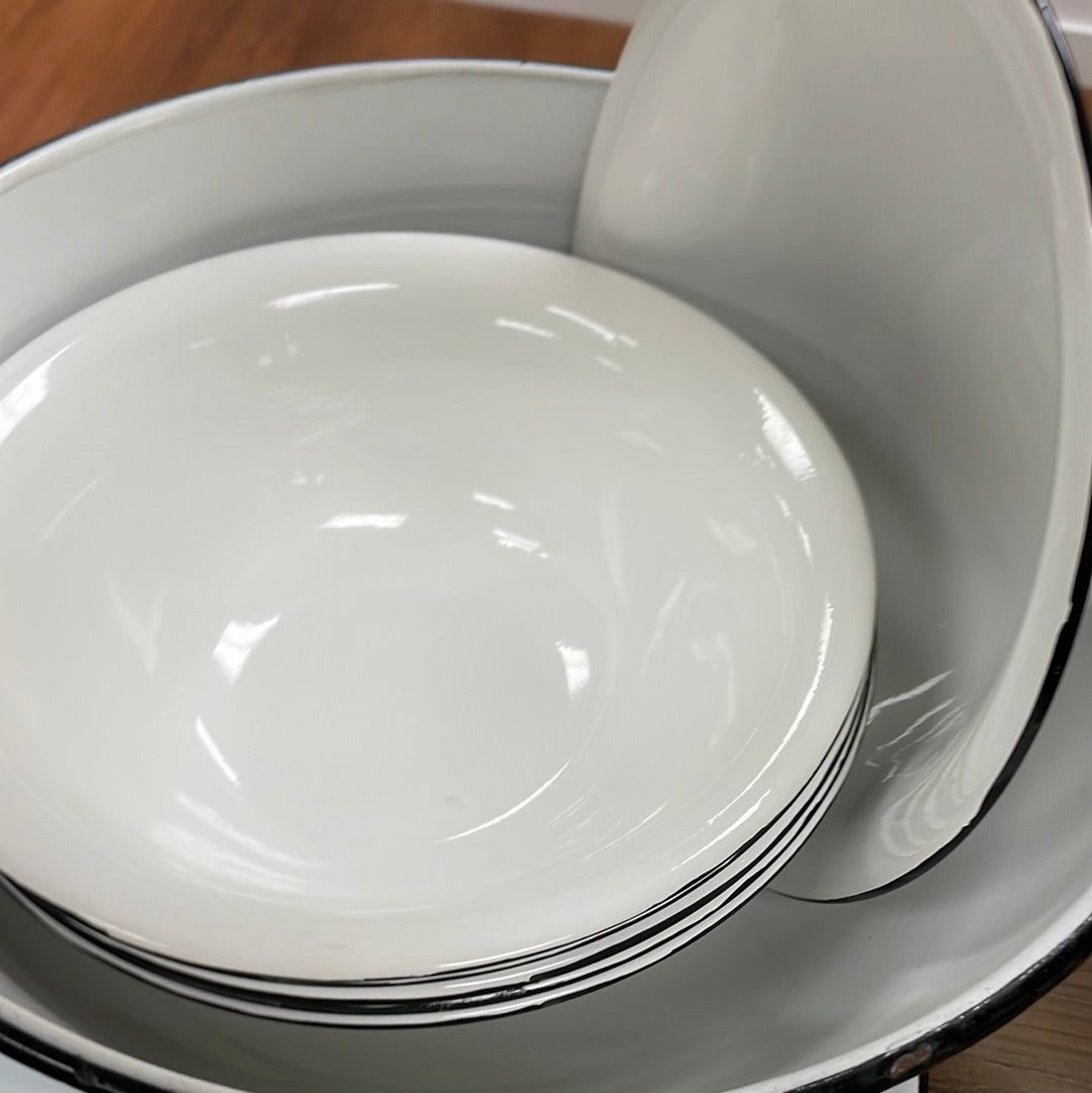 White Enamelware Bowl