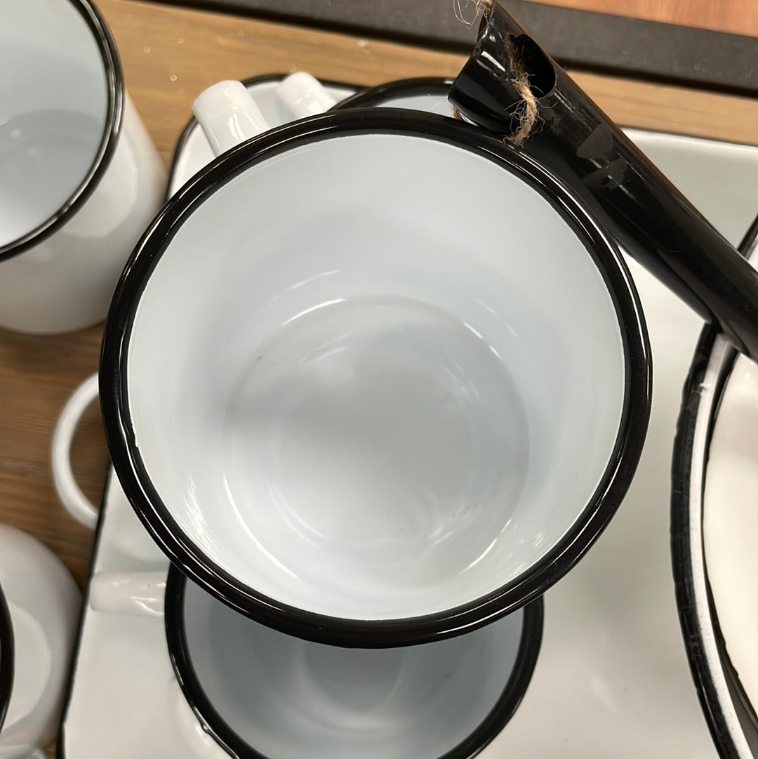 White Enamelware Coffee Mugs