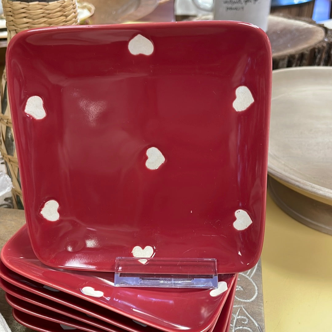 Heart App Dishes - Square/Red