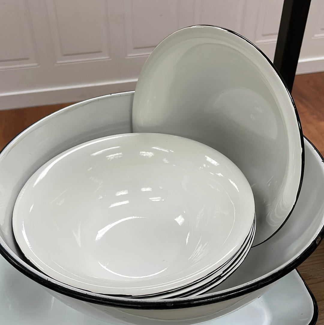 White Enamelware Bowl