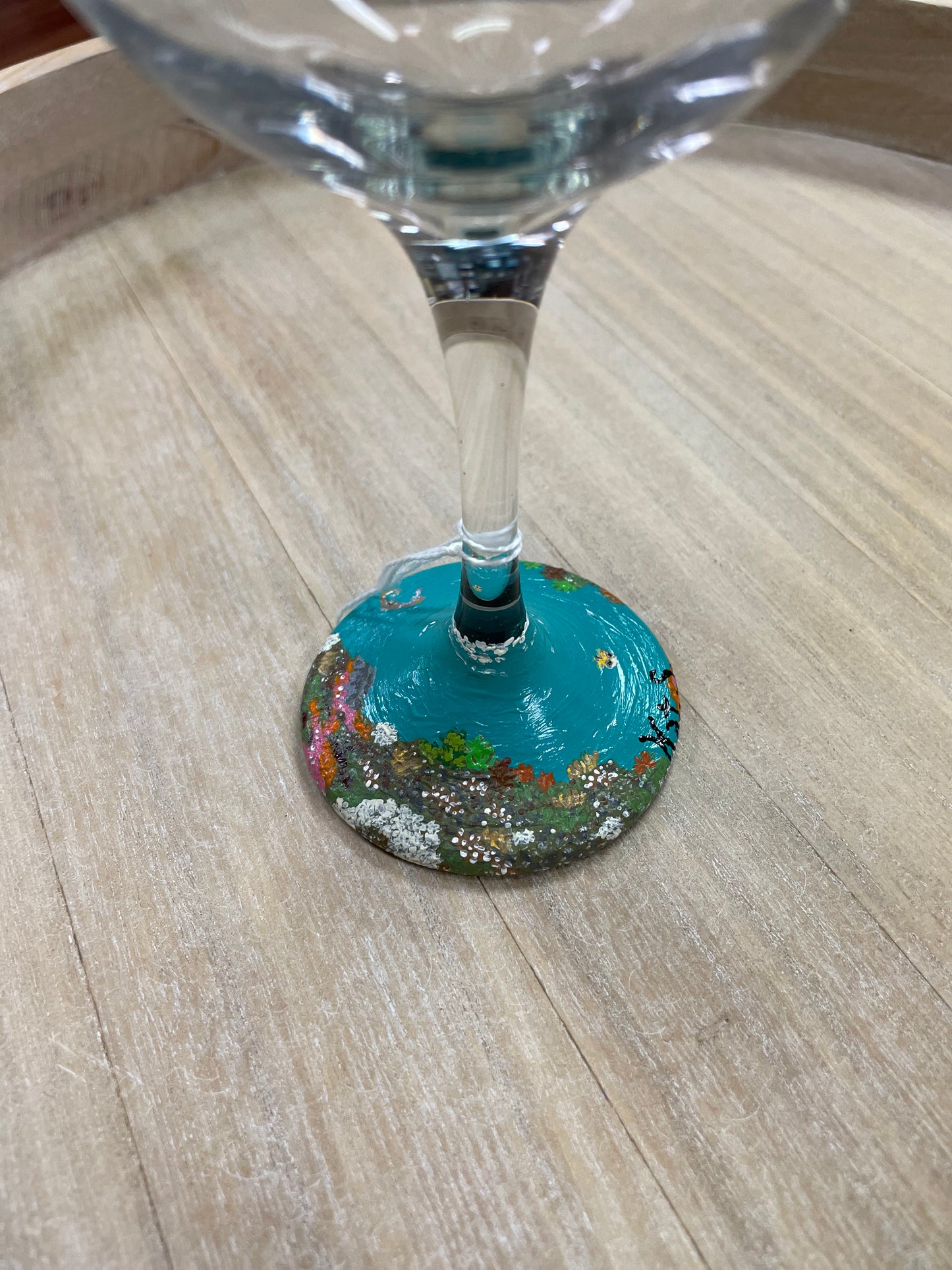Hand painted Sea Life Wine Glasses Set of 4