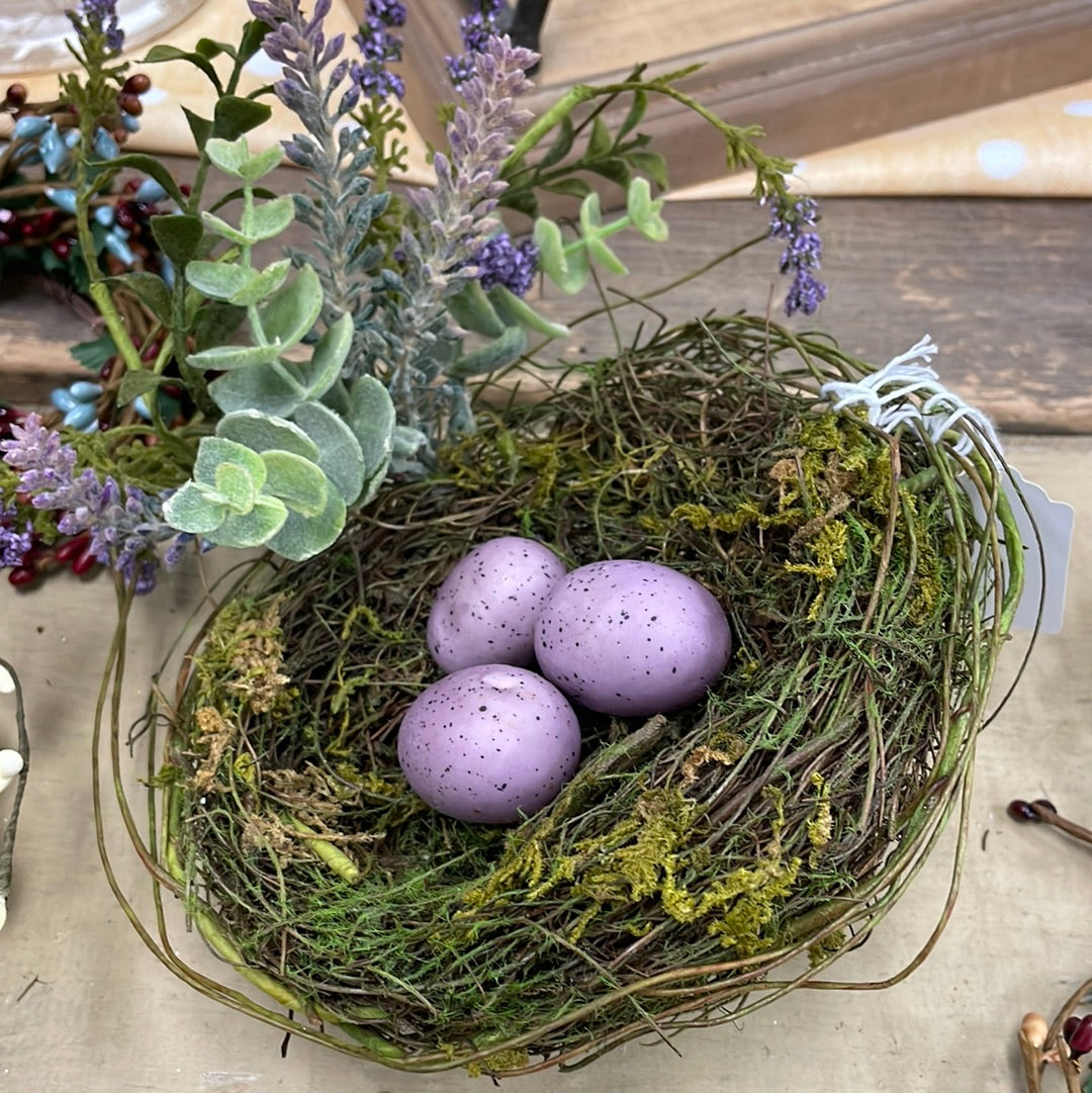 Lavender Nest with Eggs