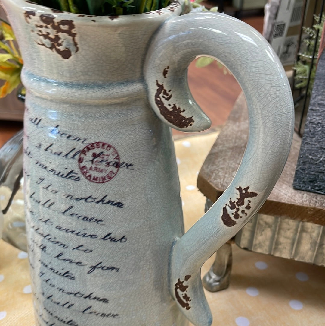 Hand lettered Pitcher