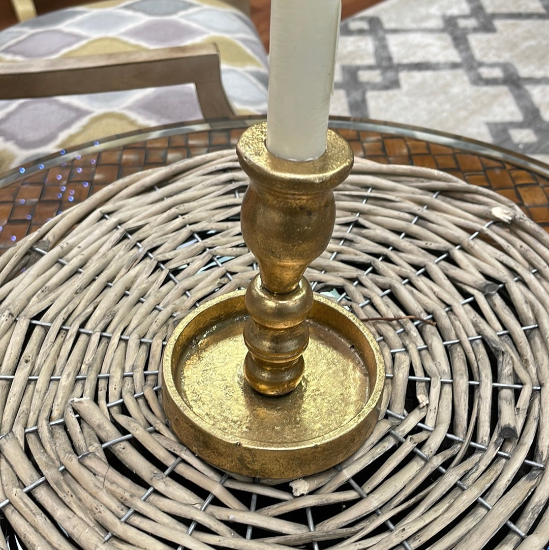 Gold Leaf Metal Candlestick