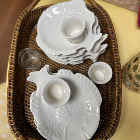 Fish California Pottery w/condiment cup Set of 8