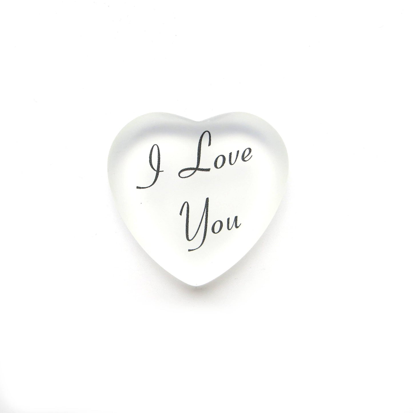 I Love You Frosted Glass Heart - Clear