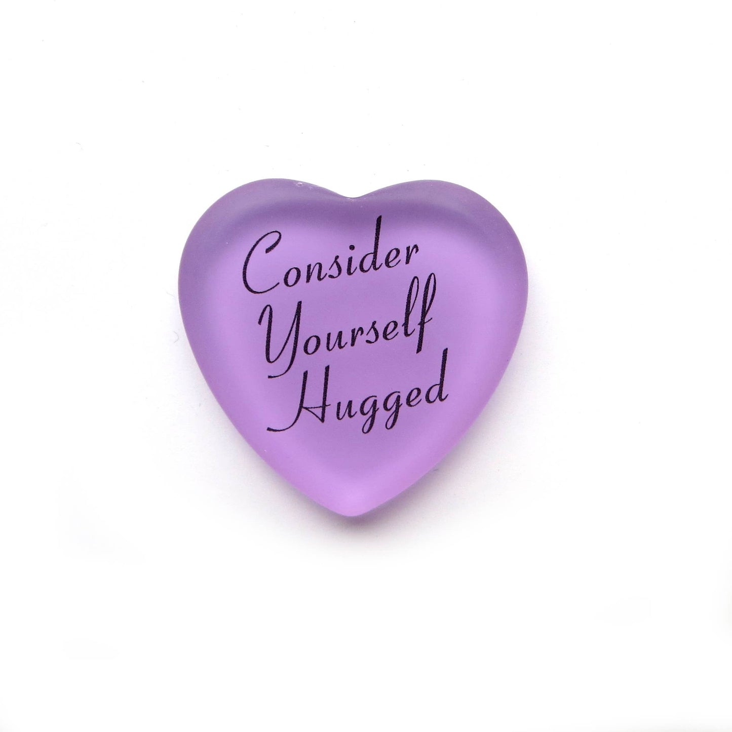 Consider Yourself Hugged Frosted Glass Heart  - Lilac