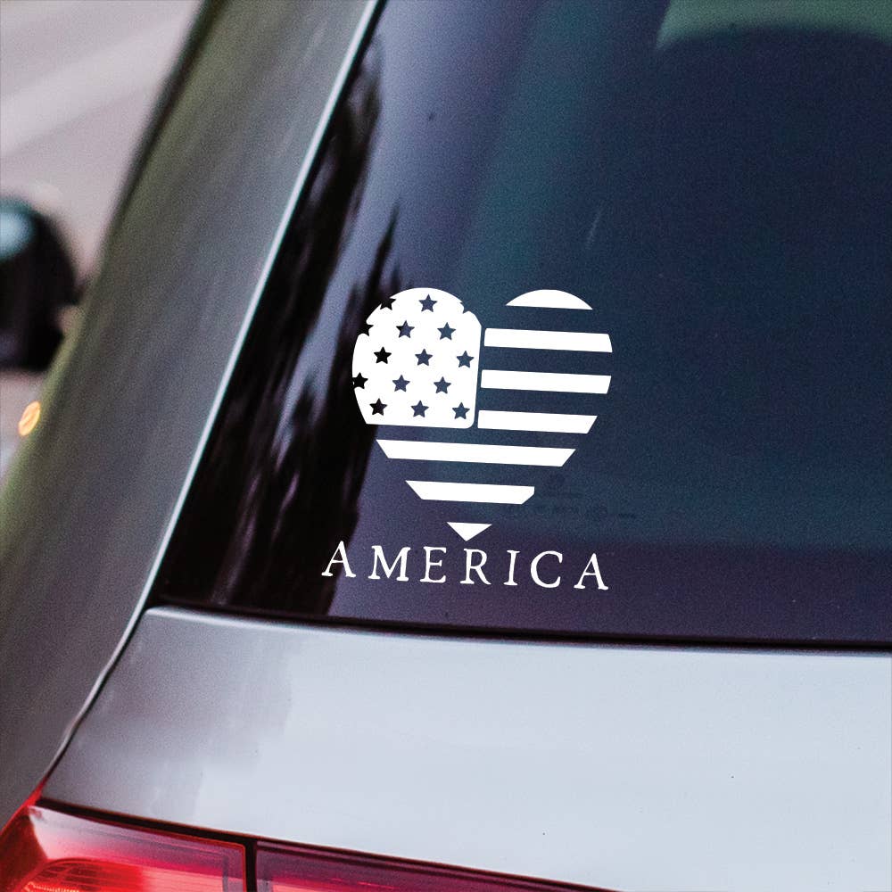 America Flag Heart - Vinyl Decals