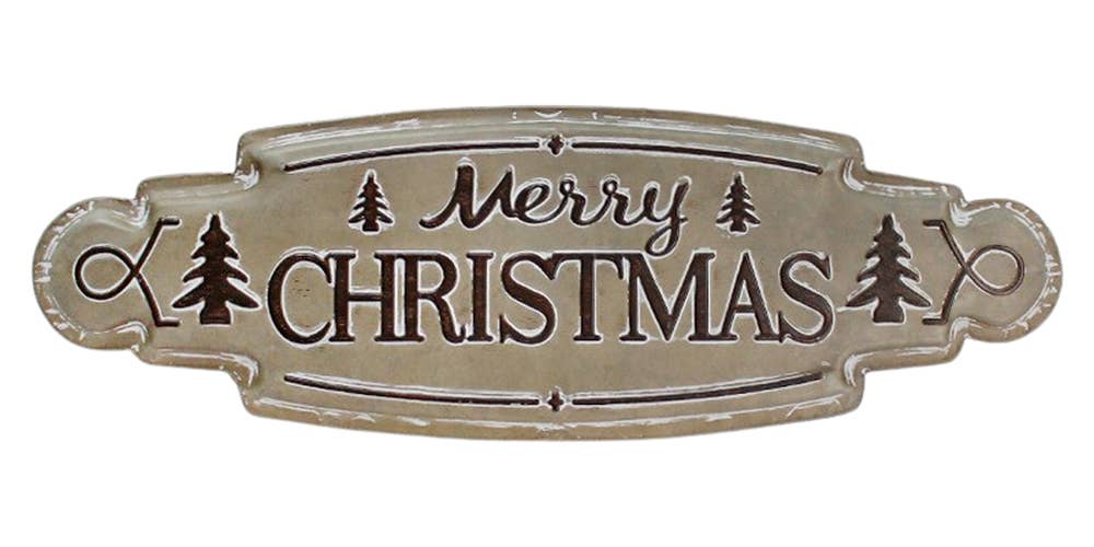 Merry Christmas Tag Shaped Sign - 24 x 7.9 in
