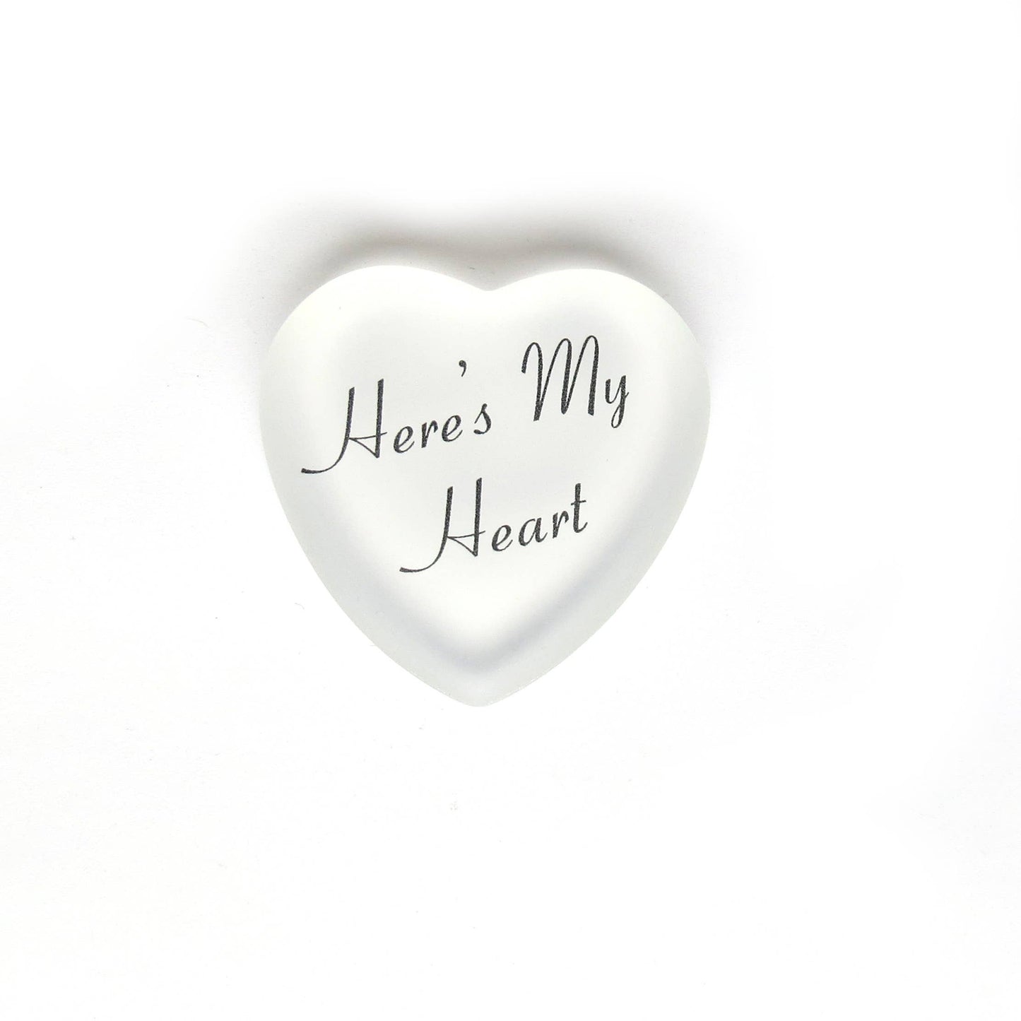 Here's My Heart Frosted Glass Heart with Pouch